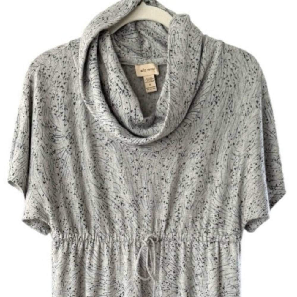 Ella Moss Silk Cashmere Gray Print Cowl Neck Knit Sweater Dress Size M